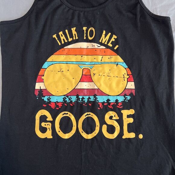 Woman's Size Large "Talk To Me Goose" Top Gun Black /Yellow Tank Top- Unbranded - Picture 2 of 9